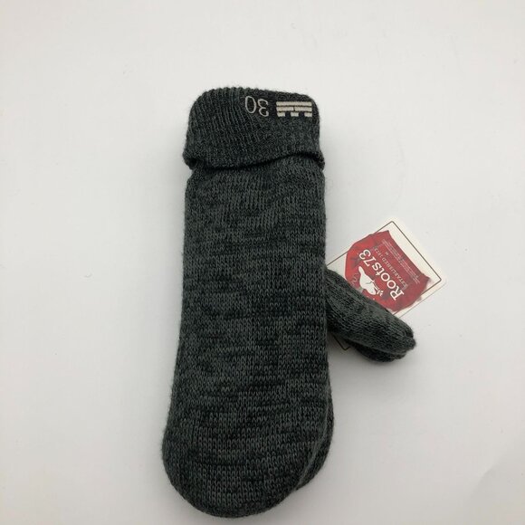 ROOTS Canada Knit Winter Mittens S/M Unisex Mens Womens Gray Fleece Lined - Picture 5 of 11